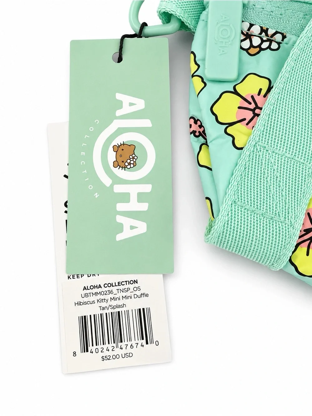 ALOHA Collection x Hello Kitty Mint Floral Hibisucs Mini Duffel Bag